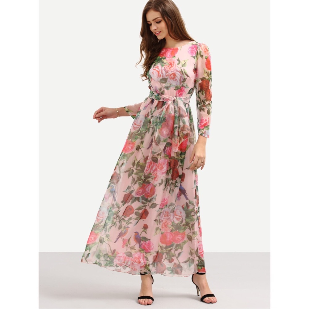 Pink Rose Floral Maxi Dress - Picture 2 of 3